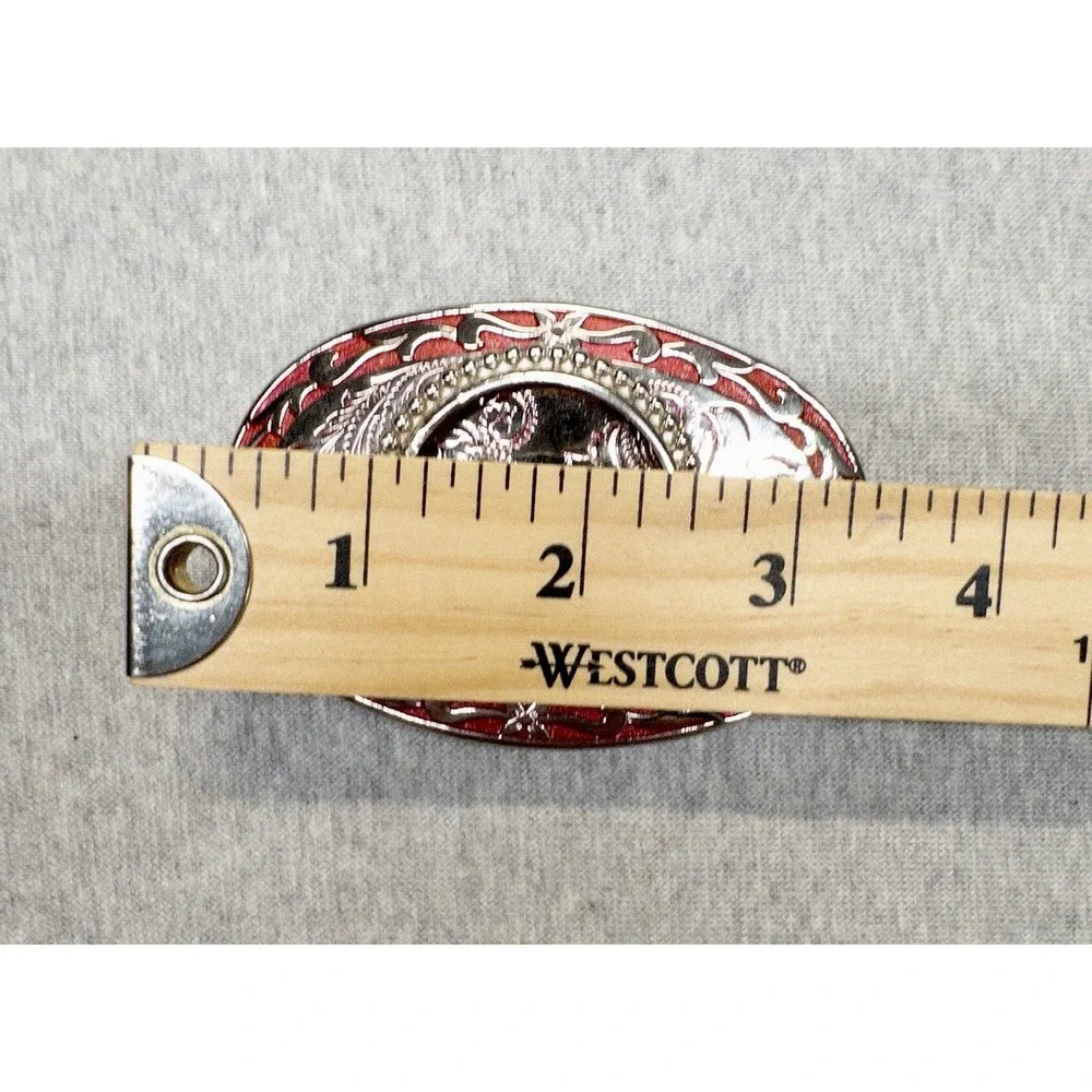 Silver Western Belt Buckle Stone‎ Coin Holder Rodeo Southwestern